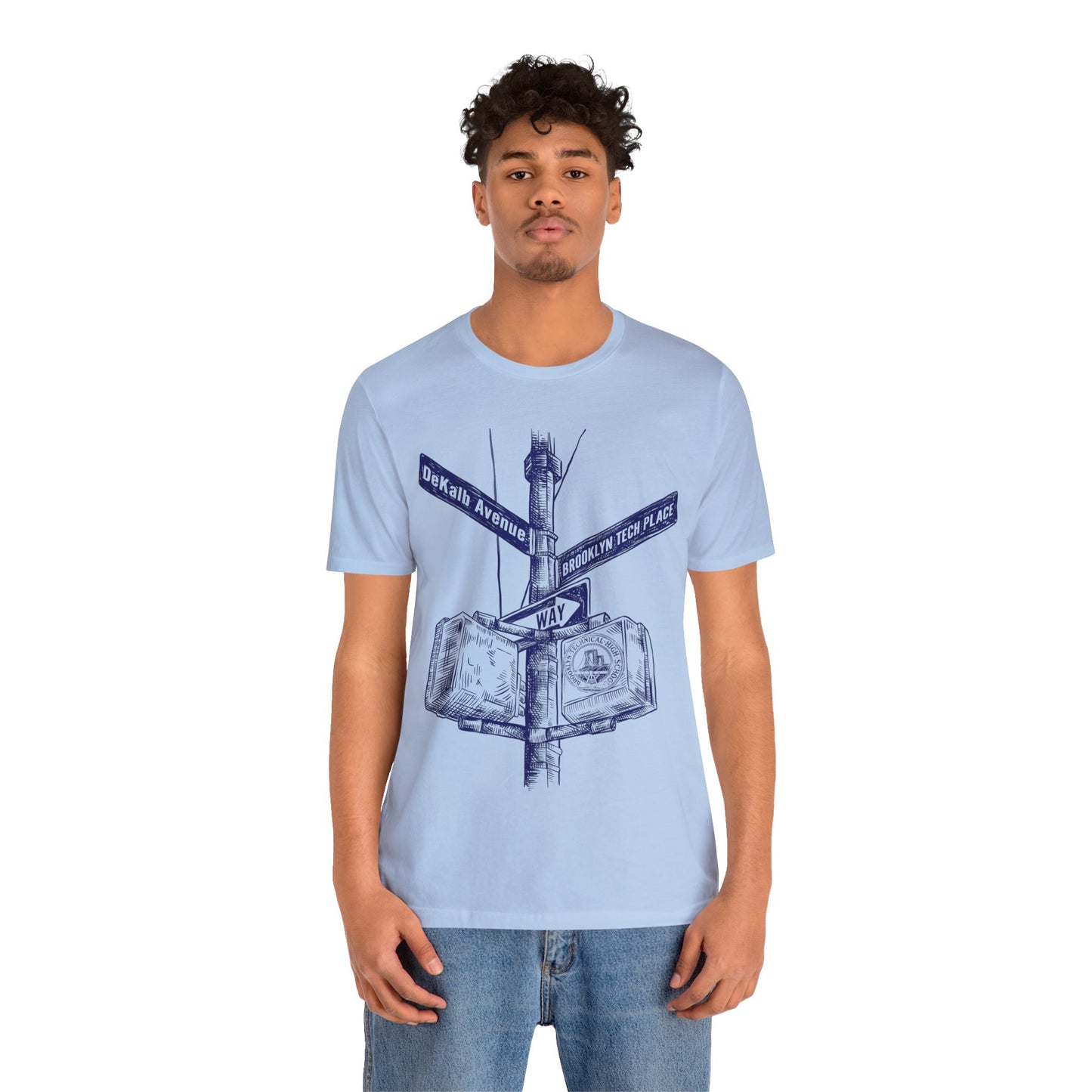 Boutique - Dekalb Ave & Brooklyn Tech Pl - Men's Short Sleeve Jersey - Blue Graphic