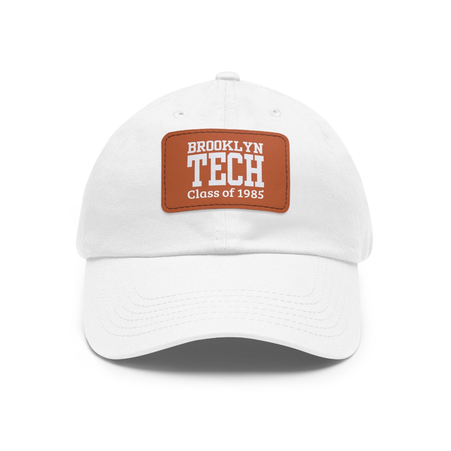 Classic Brooklyn Tech - Hat With Leather Patch (rectangle) - Class Of 1985 - White Font