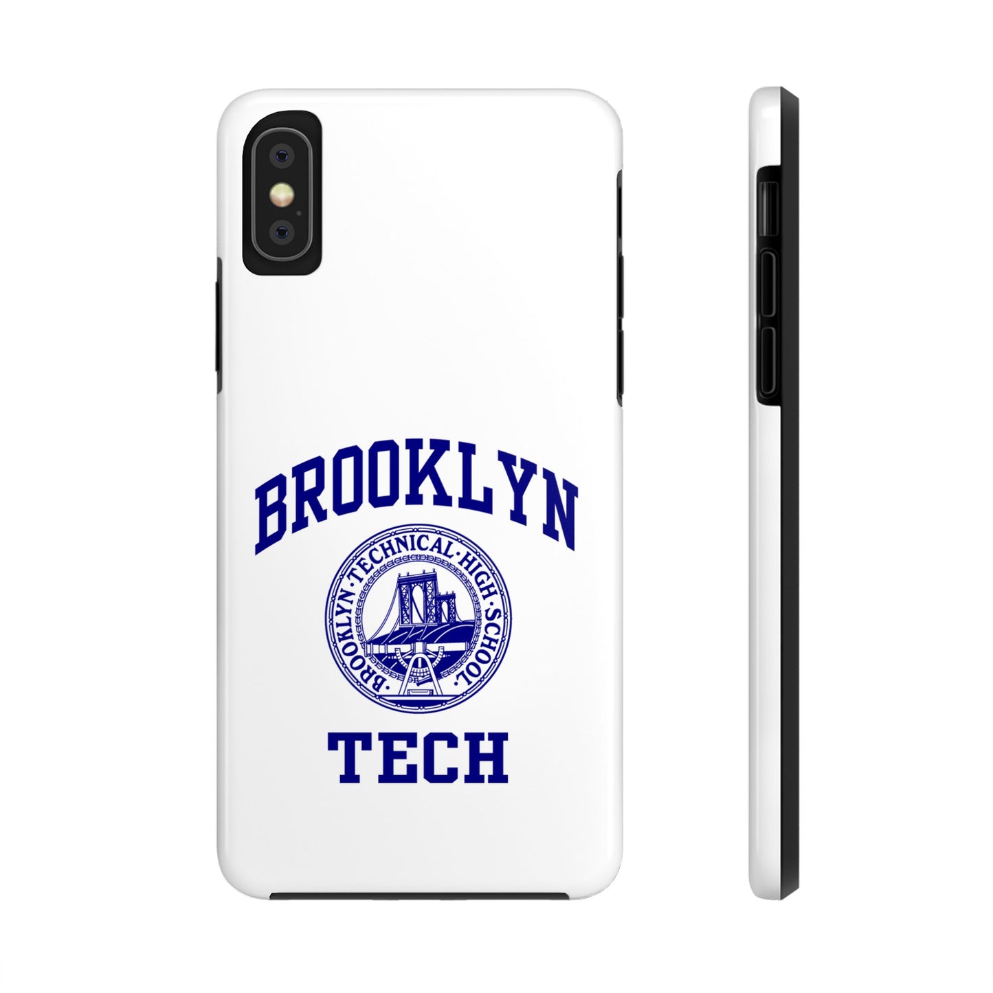 Brooklyn Tech Classic Logo - Tough Phone Cases - White With Navy-Blue Graphic
