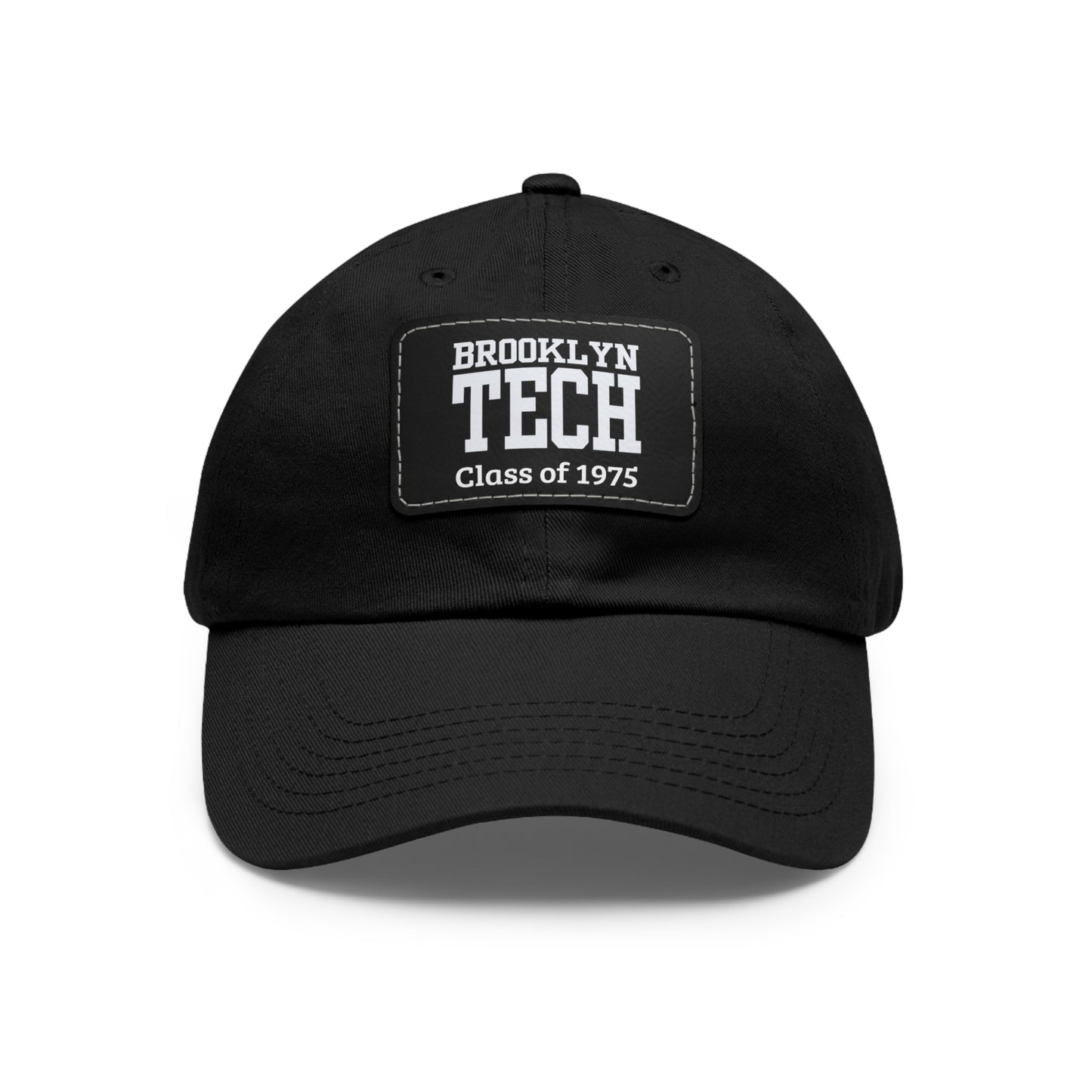 Classic Brooklyn Tech - Hat with Leather Patch (Rectangle) - Class of 1975 - Black & White fonts