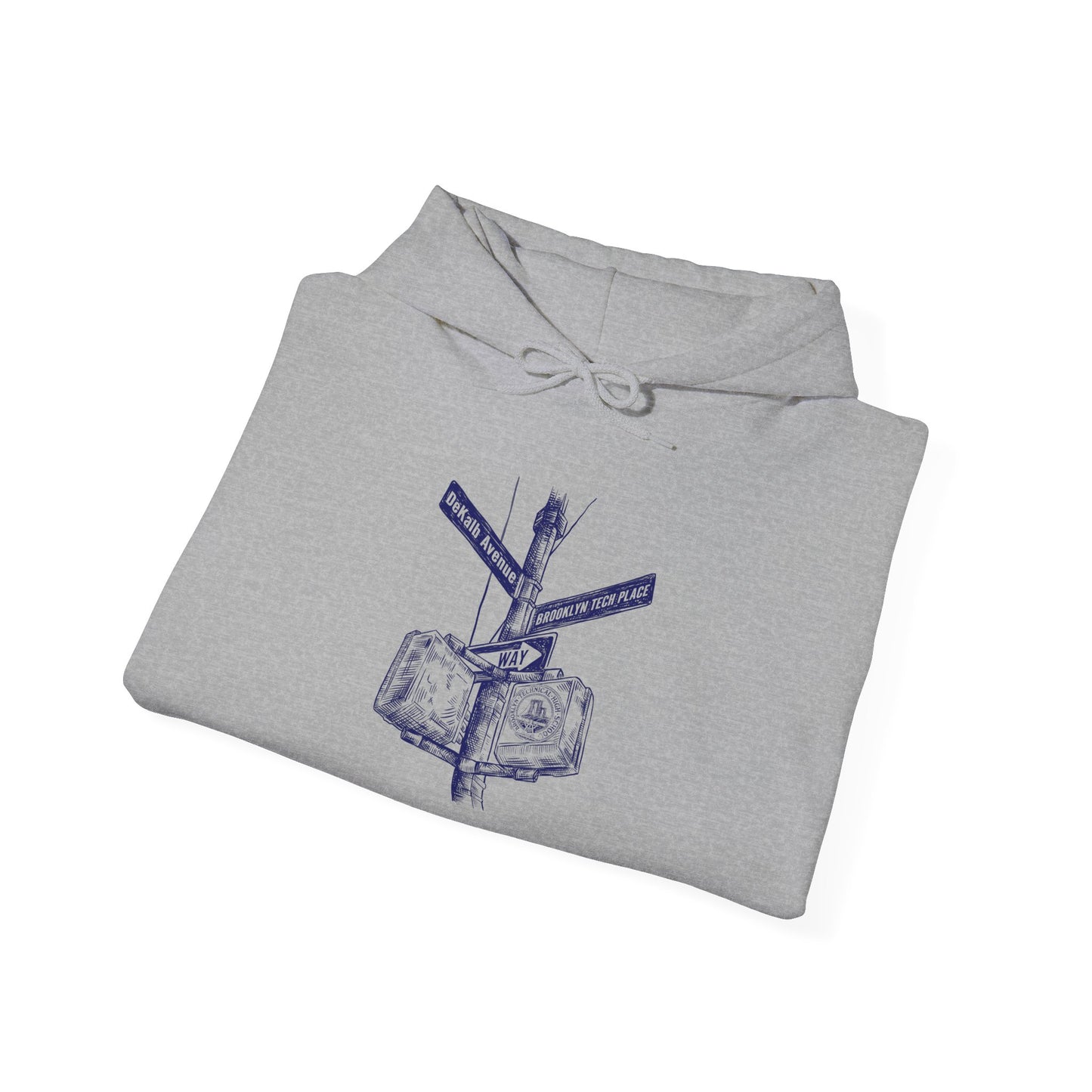 Boutique - Dekalb Ave & Brooklyn Tech Pl - (navy Graphic) Men's Heavy Blend™ Hooded Sweatshirt