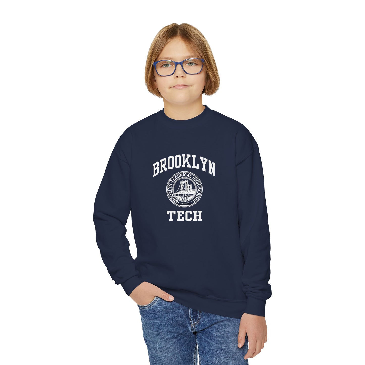 Family - Brooklyn Tech Classic Logo - Youth Crewneck Sweatshirt