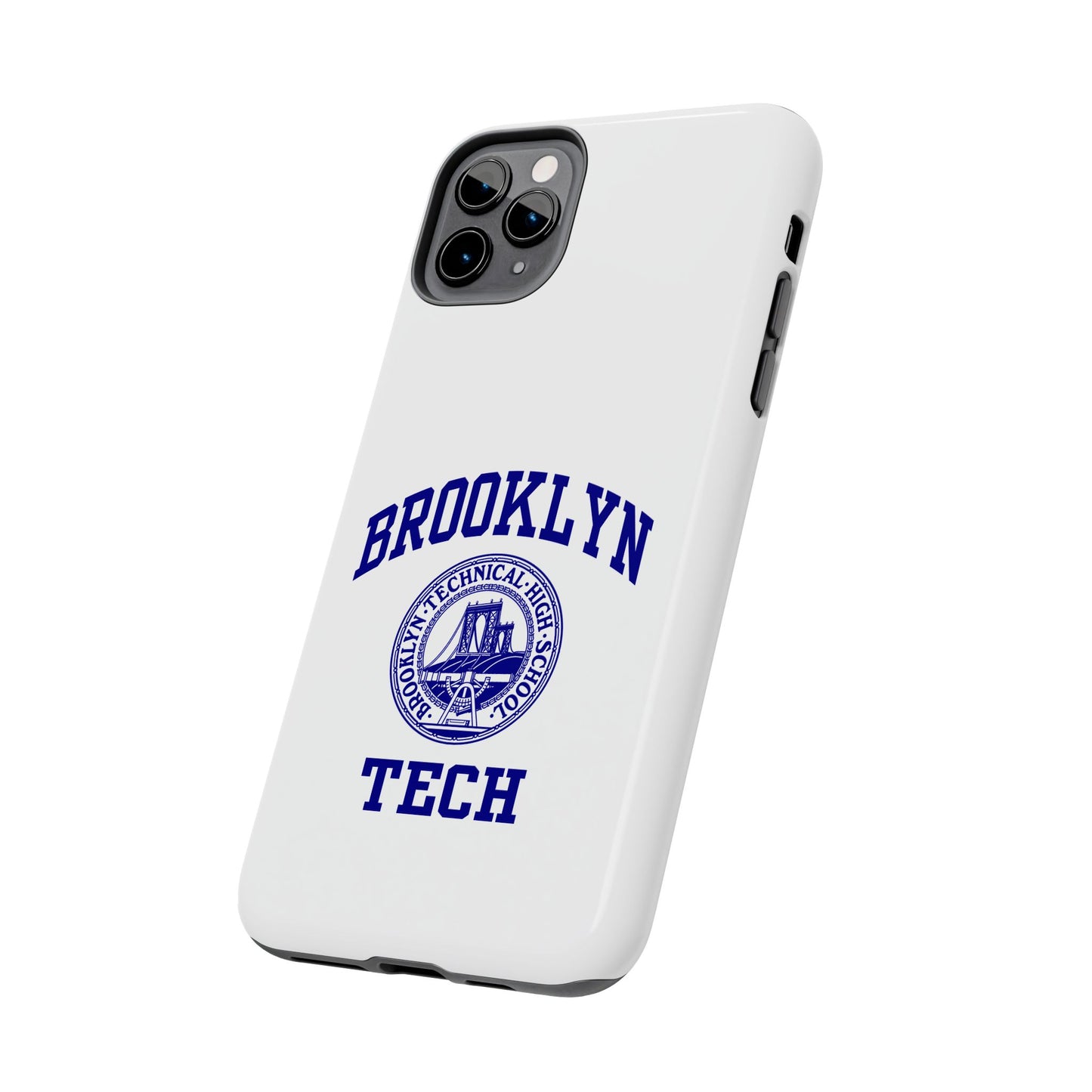 Brooklyn Tech Classic Logo - Tough Phone Cases - White With Navy-Blue Graphic