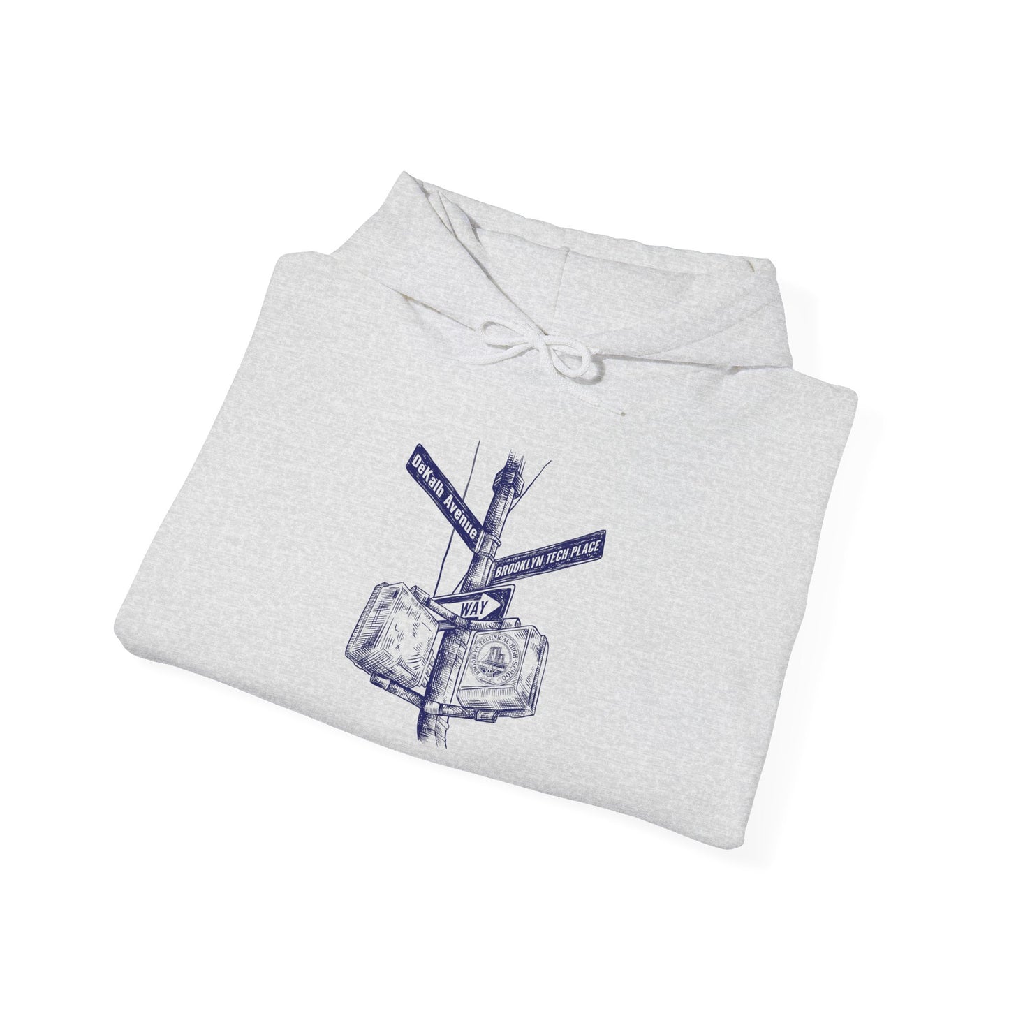 Boutique - Dekalb Ave & Brooklyn Tech Pl - (navy Graphic) Men's Heavy Blend™ Hooded Sweatshirt