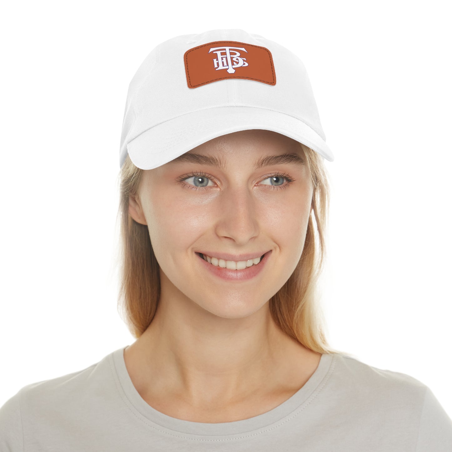 Stacked Tech Logo - Hat With Rectangular Leather Patch