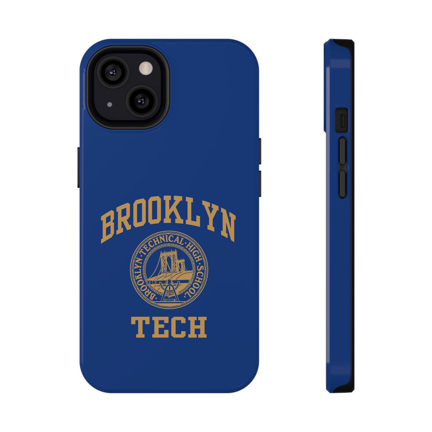 Brooklyn Tech Classic Logo - Impact-Resistant Phone Cases - Iphone Or Samsung - Navy With Gold Graphic