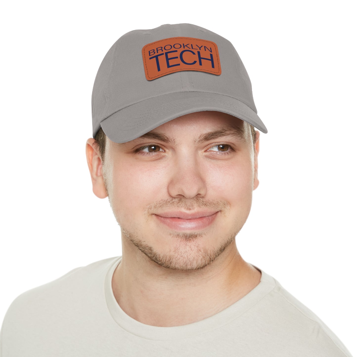 Modern Brooklyn Tech - Hat With Rectangular Leather Patch - Navy