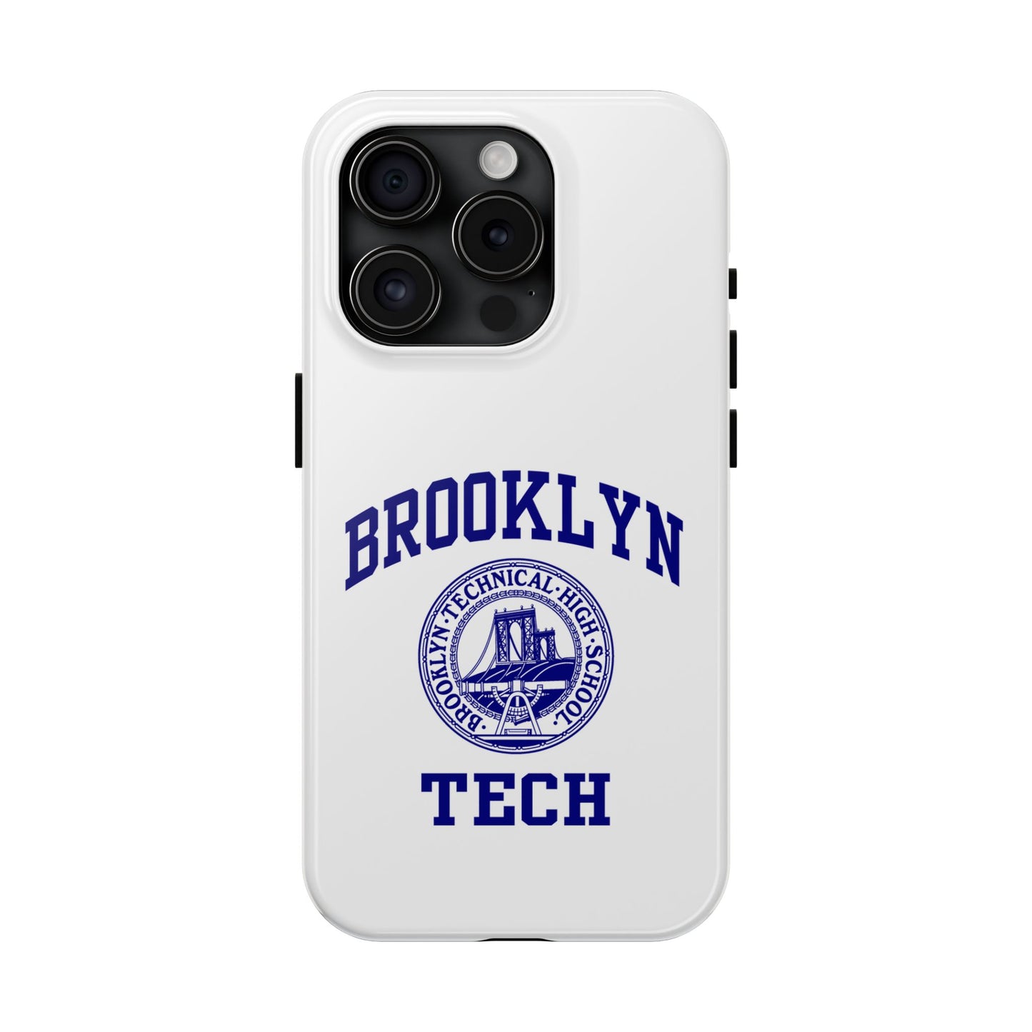 Brooklyn Tech Classic Logo - Tough Phone Cases - White With Navy-Blue Graphic