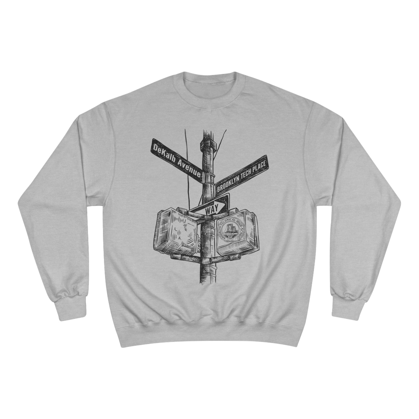 Boutique - Dekalb Ave & Brooklyn Tech Pl - Champion Crewneck Sweatshirt - Black Graphic