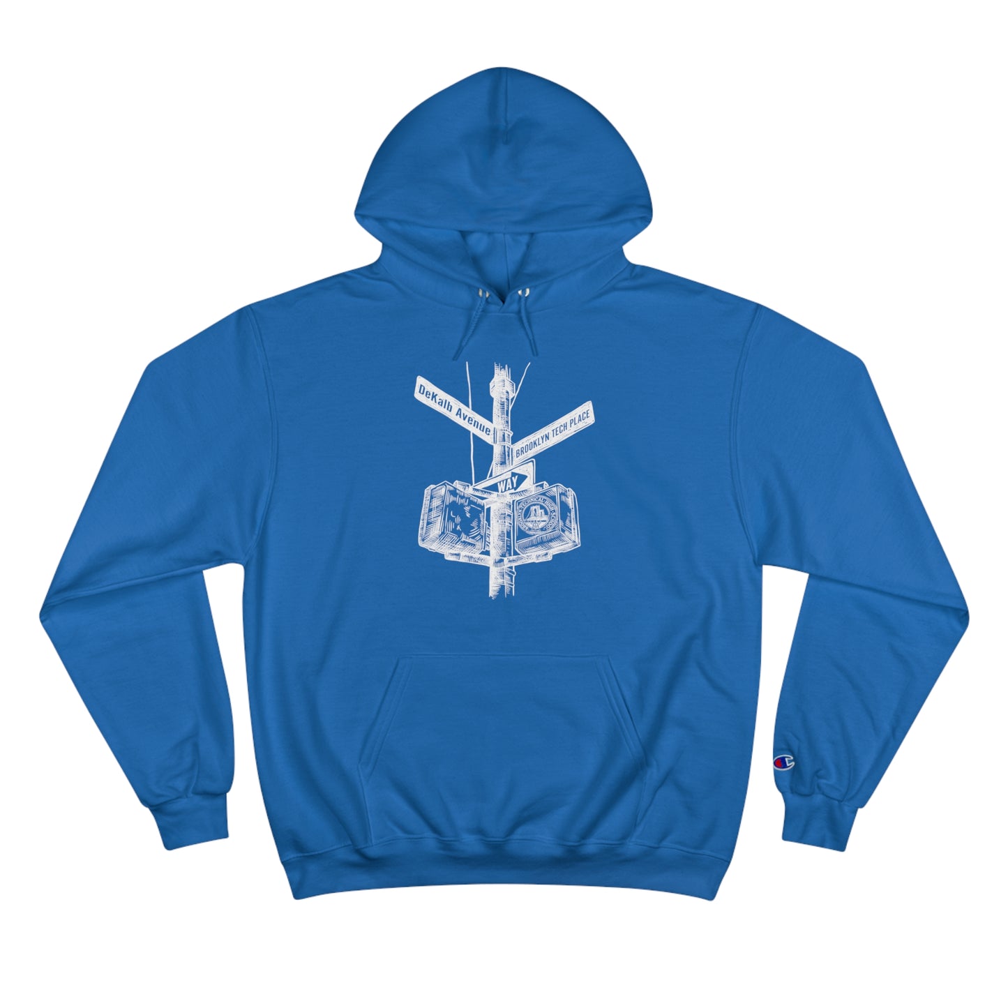 Boutique - Dekalb Ave & Brooklyn Tech Pl - Champion Hoodie - White Graphic