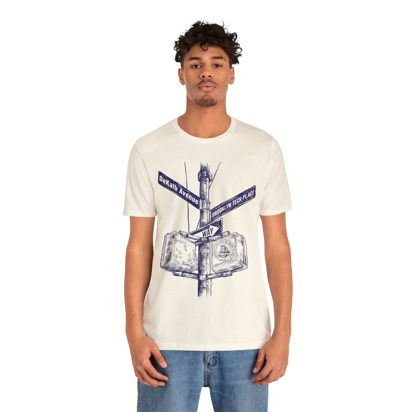 Boutique - Dekalb Ave & Brooklyn Tech Pl - Men's Short Sleeve Jersey - Blue Graphic