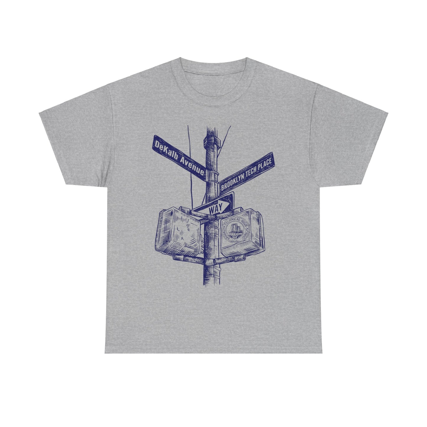 Boutique - Dekalb Ave & Brooklyn Tech Pl - Men's Heavy Cotton T-Shirt - Blue Graphic