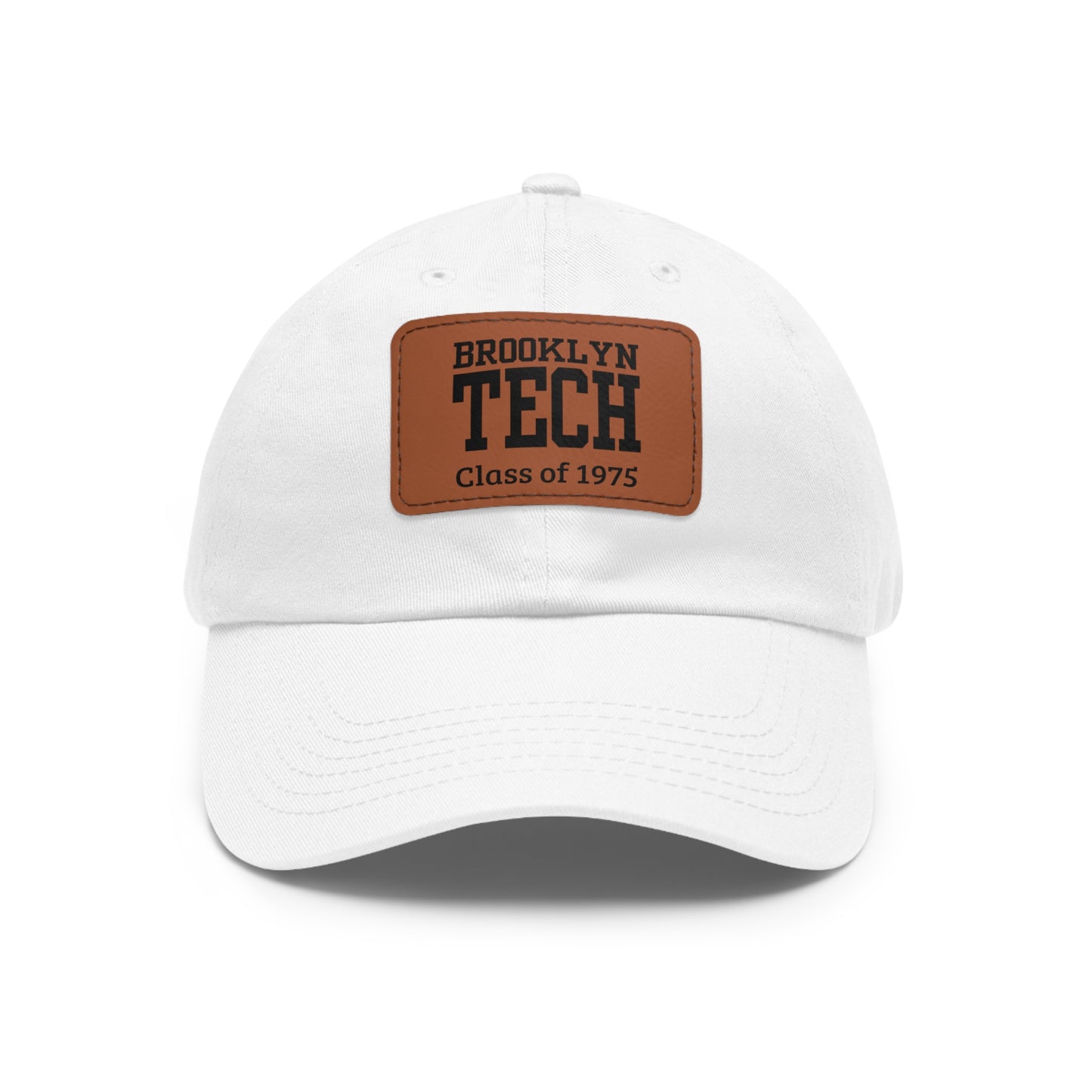 Classic Brooklyn Tech - Hat with Leather Patch (Rectangle) - Class of 1975 - Black & White fonts