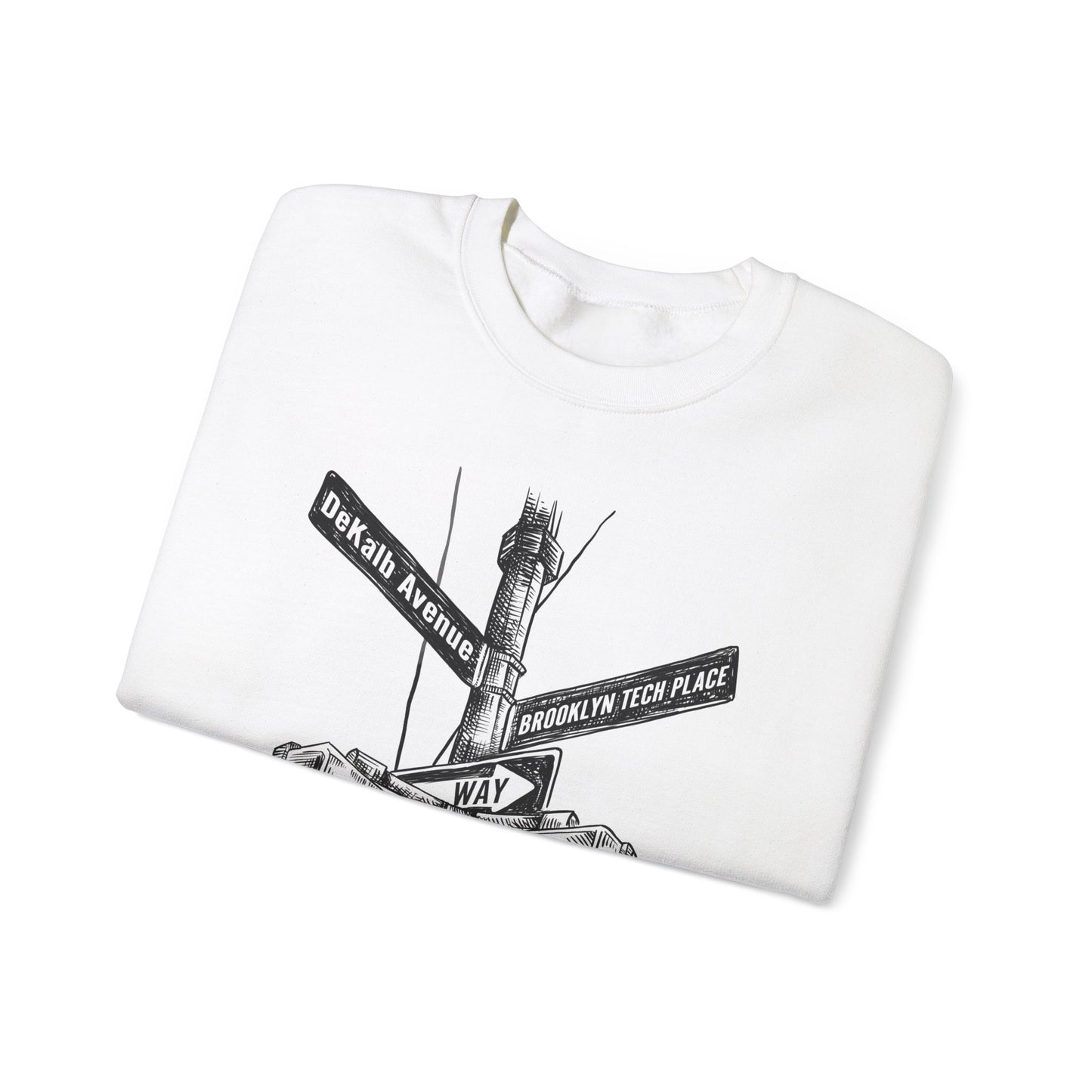 Boutique - Dekalb Ave & Brooklyn Tech Pl - (black Graphic) Men's Heavy Blend™ Crewneck Sweatshirt