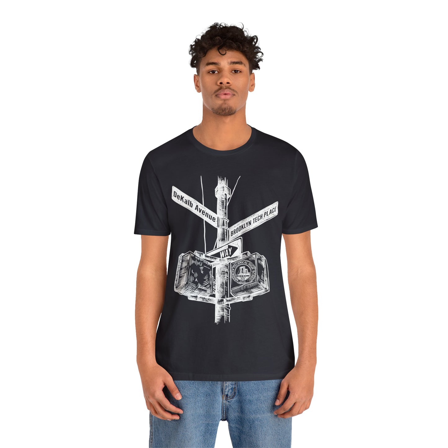 Boutique - Dekalb Ave & Brooklyn Tech Pl - Men's Short Sleeve Jersey - White Graphic