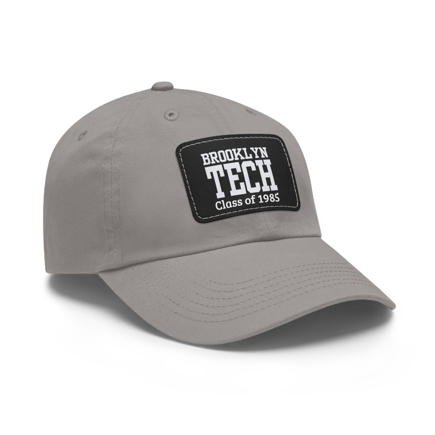 Classic Brooklyn Tech - Hat With Leather Patch (rectangle) - Class Of 1985 - Black & White Fonts