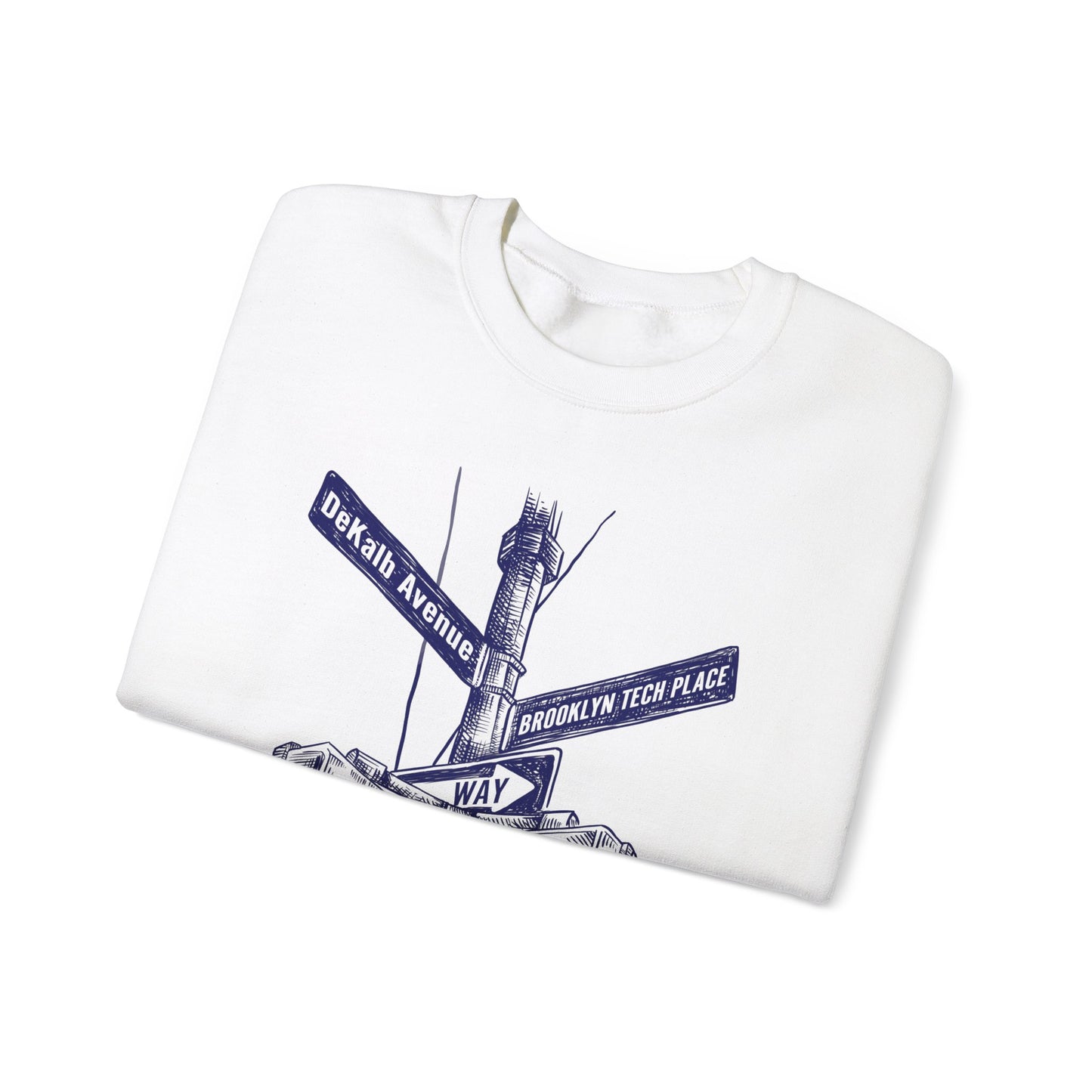 Boutique - Dekalb Ave & Brooklyn Tech Pl - (navy Graphic) Men's Heavy Blend™ Crewneck Sweatshirt