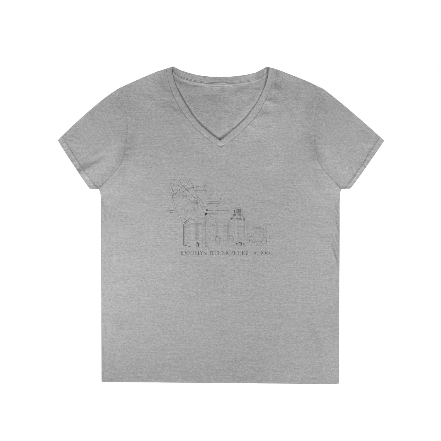 Boutique - Monochrome Building & Map - Ladies' V-Neck T-Shirt