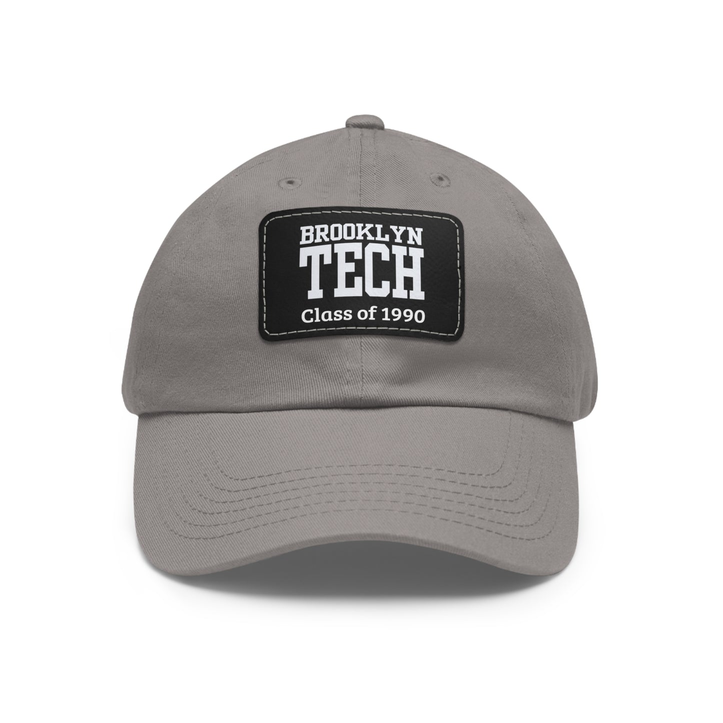 Classic Brooklyn Tech - Hat With Leather Patch (rectangle) - Class Of 1990 - Black & White Fonts