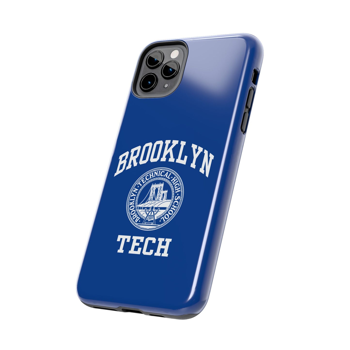 Brooklyn Tech Classic Logo - Tough Phone Cases - Navy Blue With White Graphics