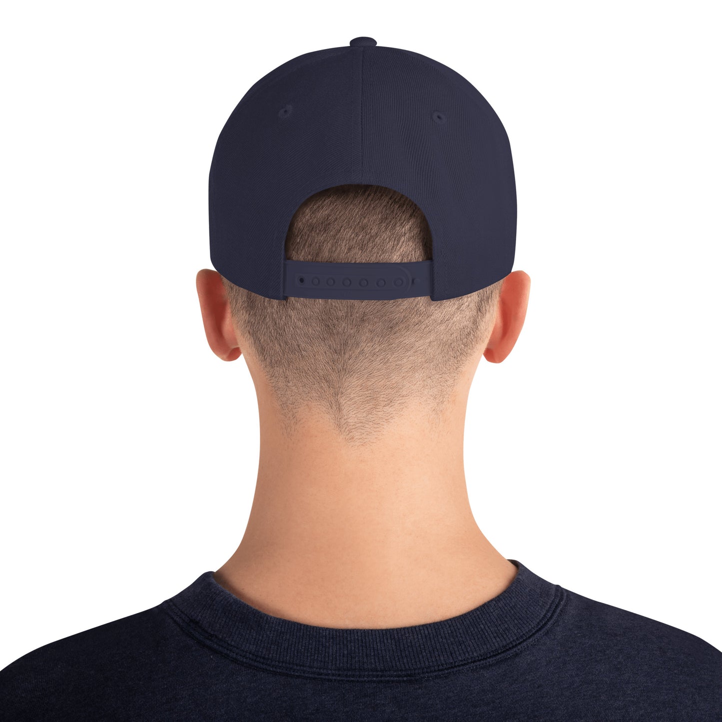 Embroidered Snapback Hat - White Stacked Logo