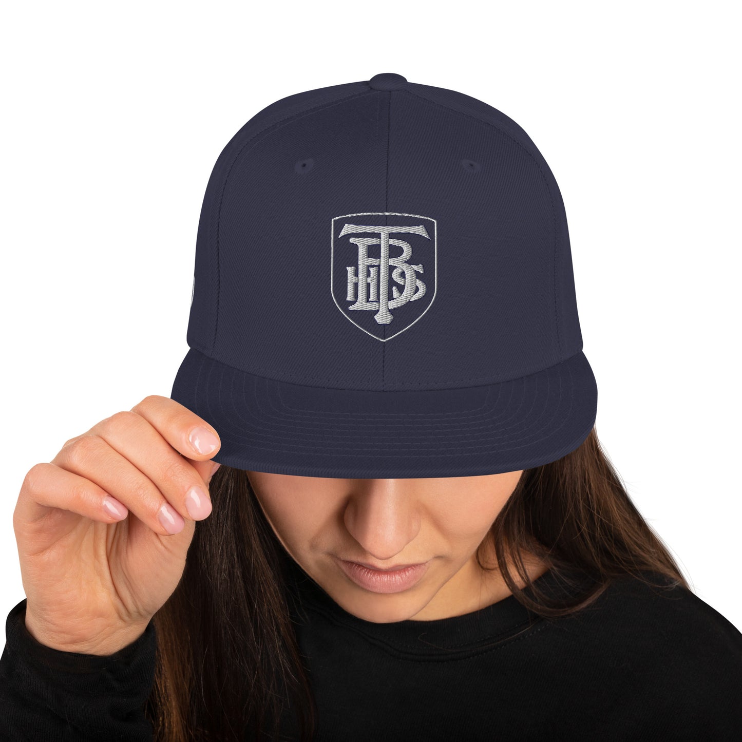 Embroidered Snapback Hat - White Stacked Logo