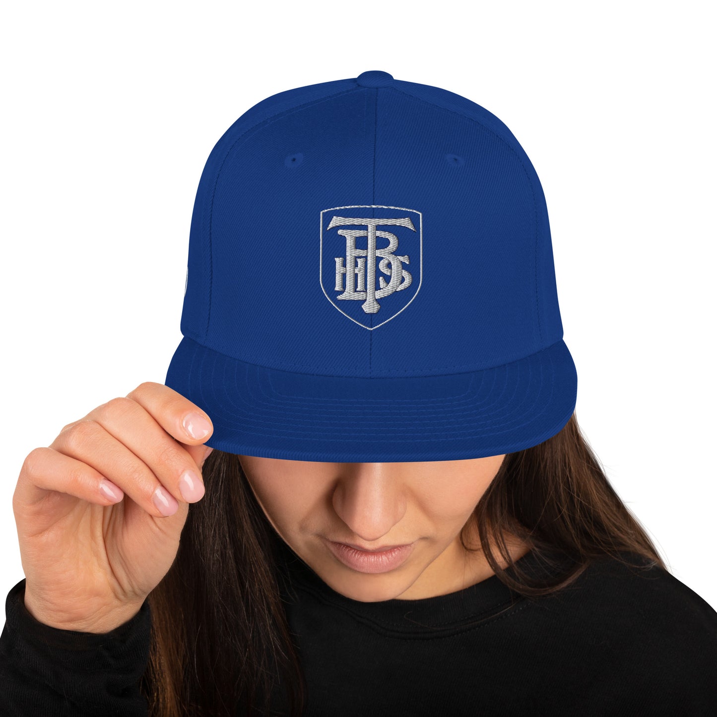 Embroidered Snapback Hat - White Stacked Logo