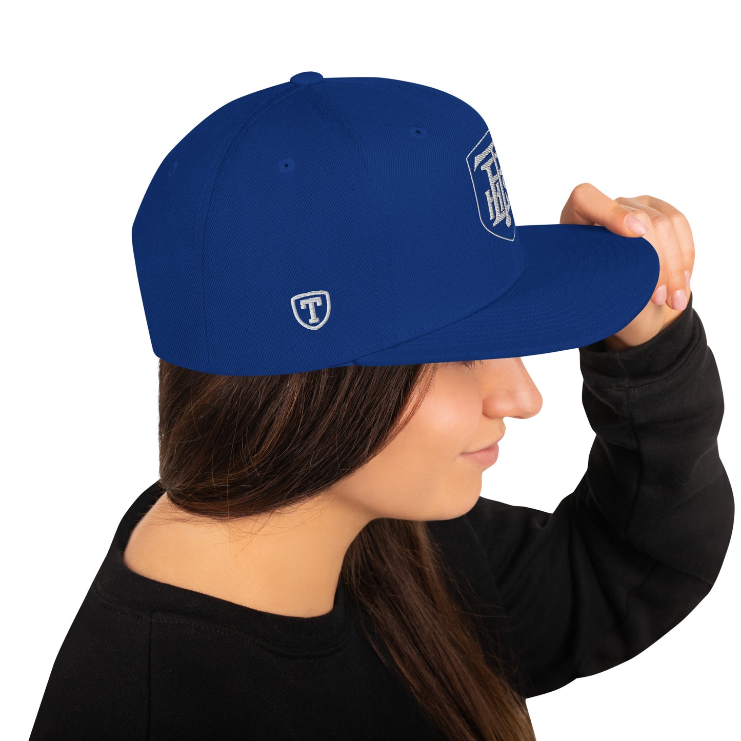 Embroidered Snapback Hat - White Stacked Logo