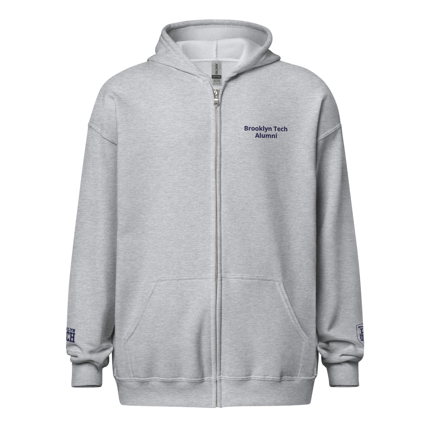Embroidered - Brooklyn Tech Alumni Unisex Heavy Blend Zip Hoodie - Navy Blue Logos