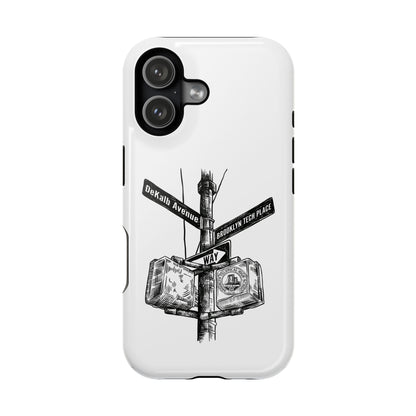 Dekalb Ave & Brooklyn Tech Pl (black graphic) - Impact-Resistant Phone Cases - White