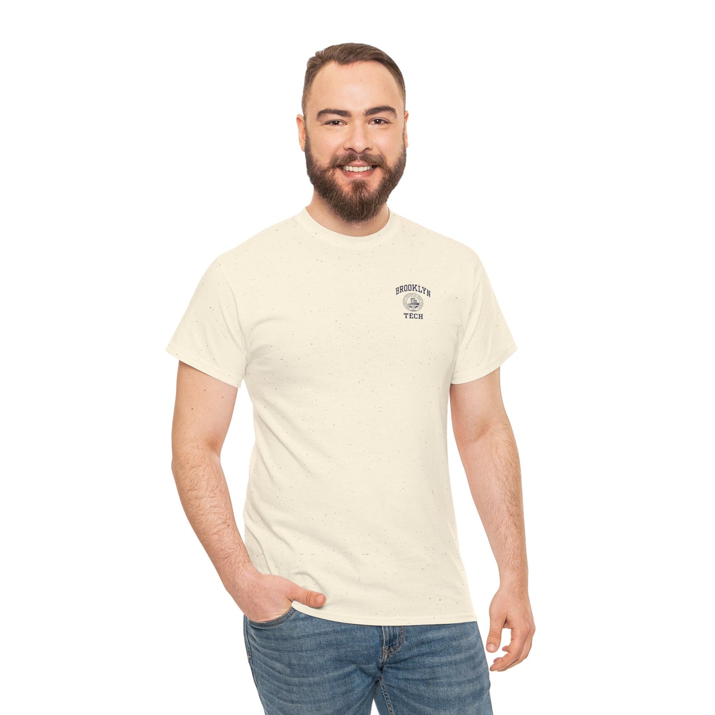Classic Logo with Brooklyn Tech on left chest - Men's Heavy Cotton T-Shirt