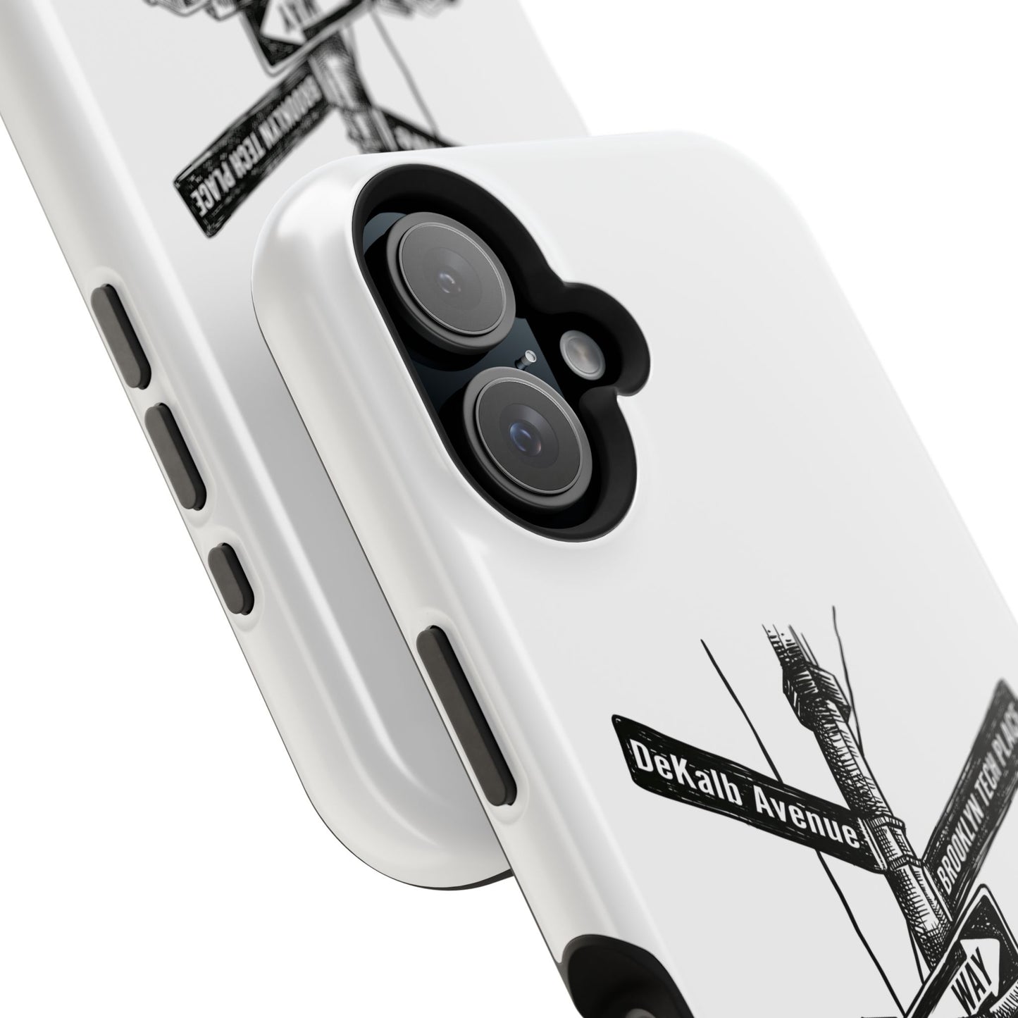 Dekalb Ave & Brooklyn Tech Pl (black graphic) - Impact-Resistant Phone Cases - White