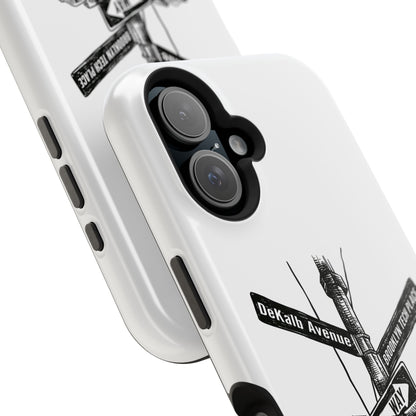Dekalb Ave & Brooklyn Tech Pl (black graphic) - Impact-Resistant Phone Cases - White