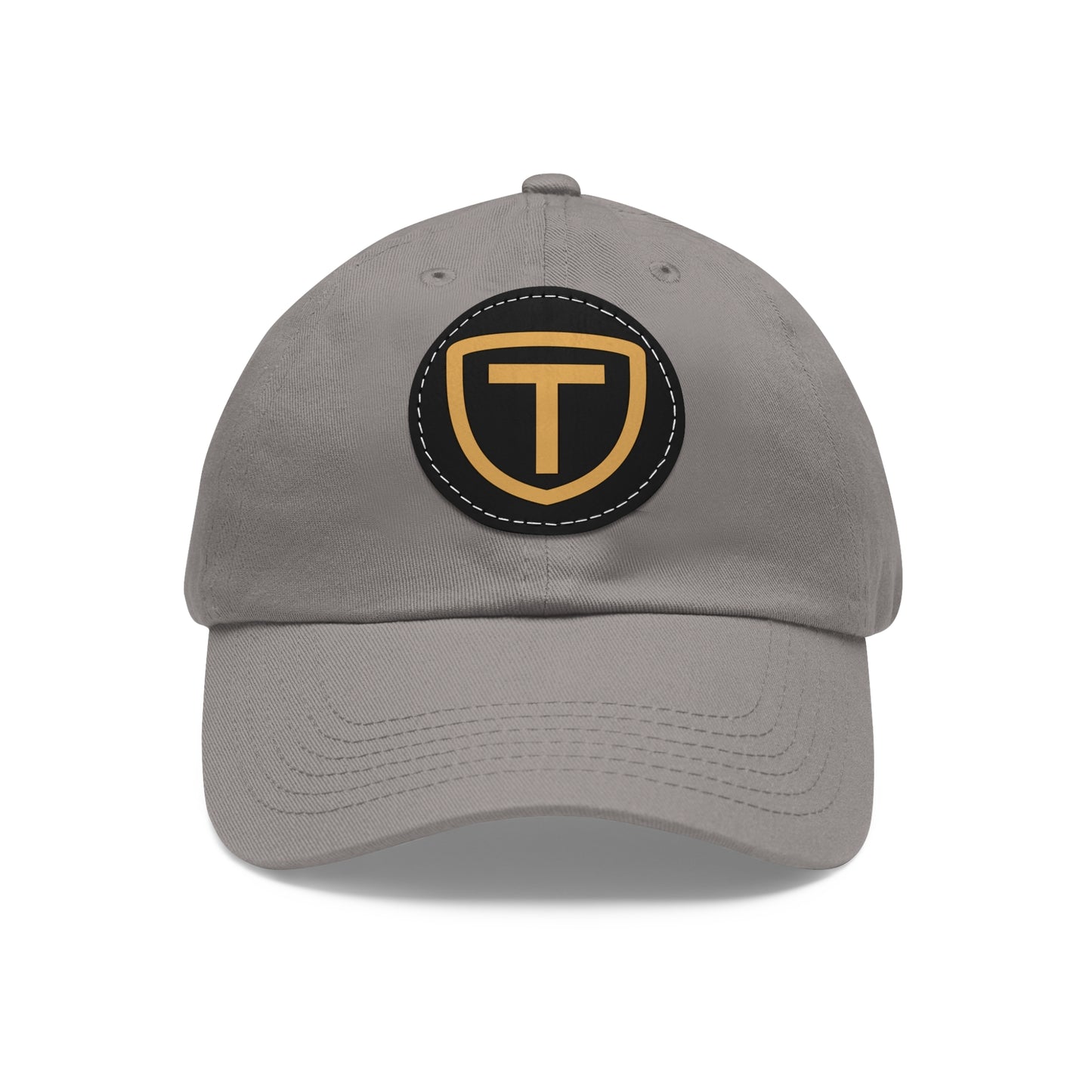 Shield With T Logo - Hat With Circular Leather Patch - Gold