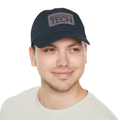 Modern Brooklyn Tech - Hat With Rectangular Leather Patch - Navy