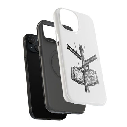 Dekalb Ave & Brooklyn Tech Pl (black graphic) - Impact-Resistant Phone Cases - White