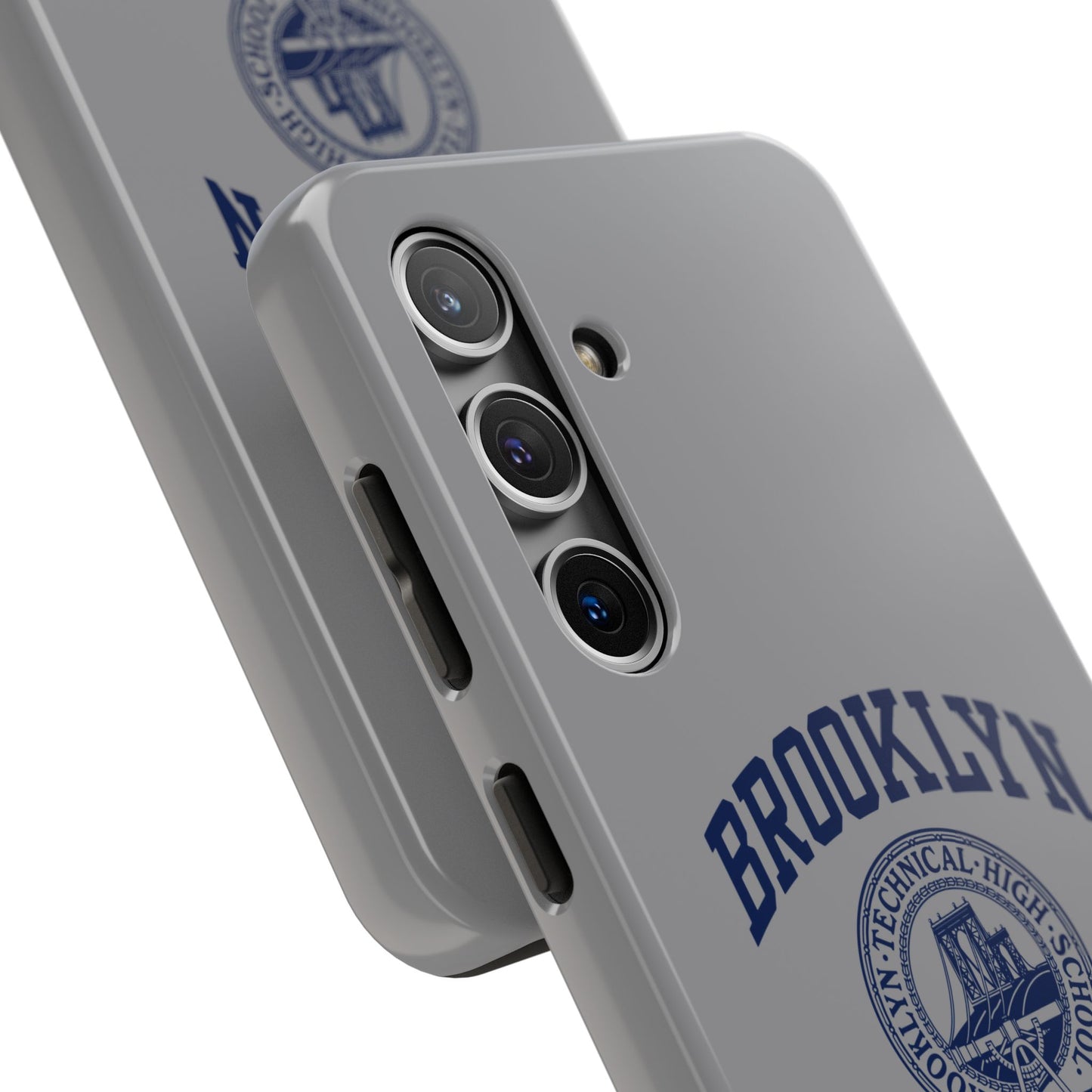 Classic Logo with Brooklyn Tech - Tough Phone Case - Grey with Navy-Blue graphics