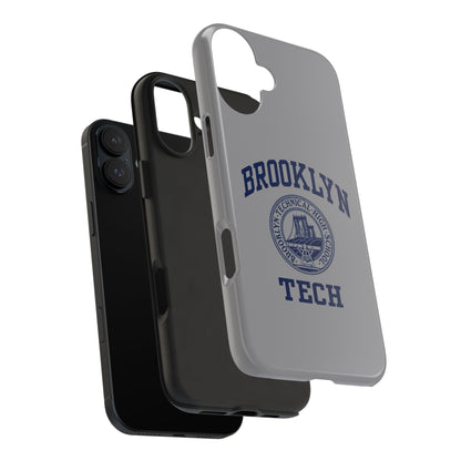 Classic Logo with Brooklyn Tech - Tough Phone Case - Grey with Navy-Blue graphics