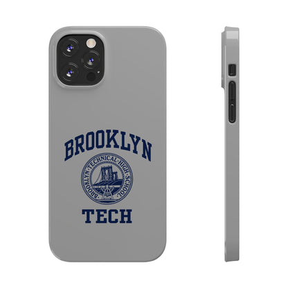 Brooklyn Tech Slim Phone Case - Grey with Navy-Blue Logo