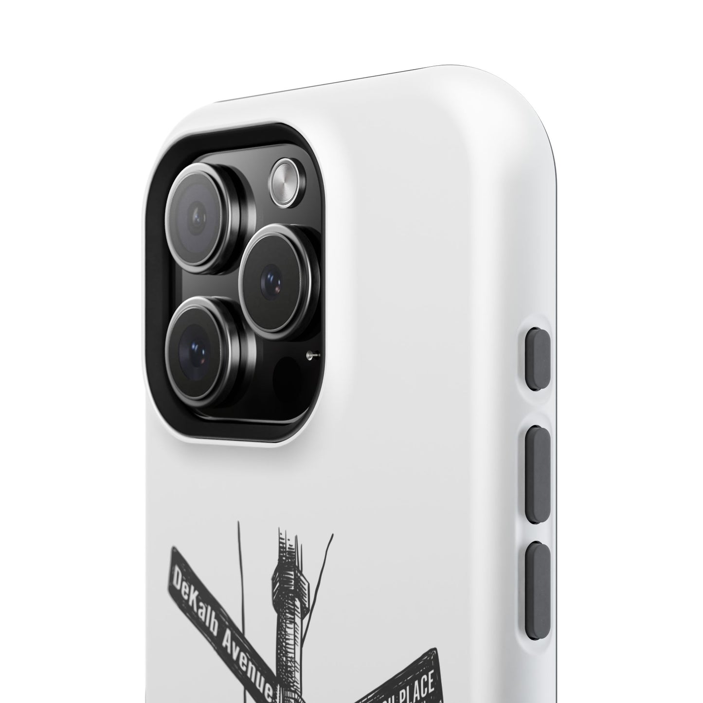 Dekalb Ave & Brooklyn Tech Pl (black graphic) - Impact-Resistant Phone Cases - White
