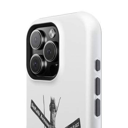 Dekalb Ave & Brooklyn Tech Pl (black graphic) - Impact-Resistant Phone Cases - White