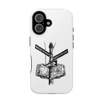 Dekalb Ave & Brooklyn Tech Pl (black graphic) - Impact-Resistant Phone Cases - White