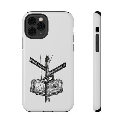 Dekalb Ave & Brooklyn Tech Pl (black graphic) - Impact-Resistant Phone Cases - White