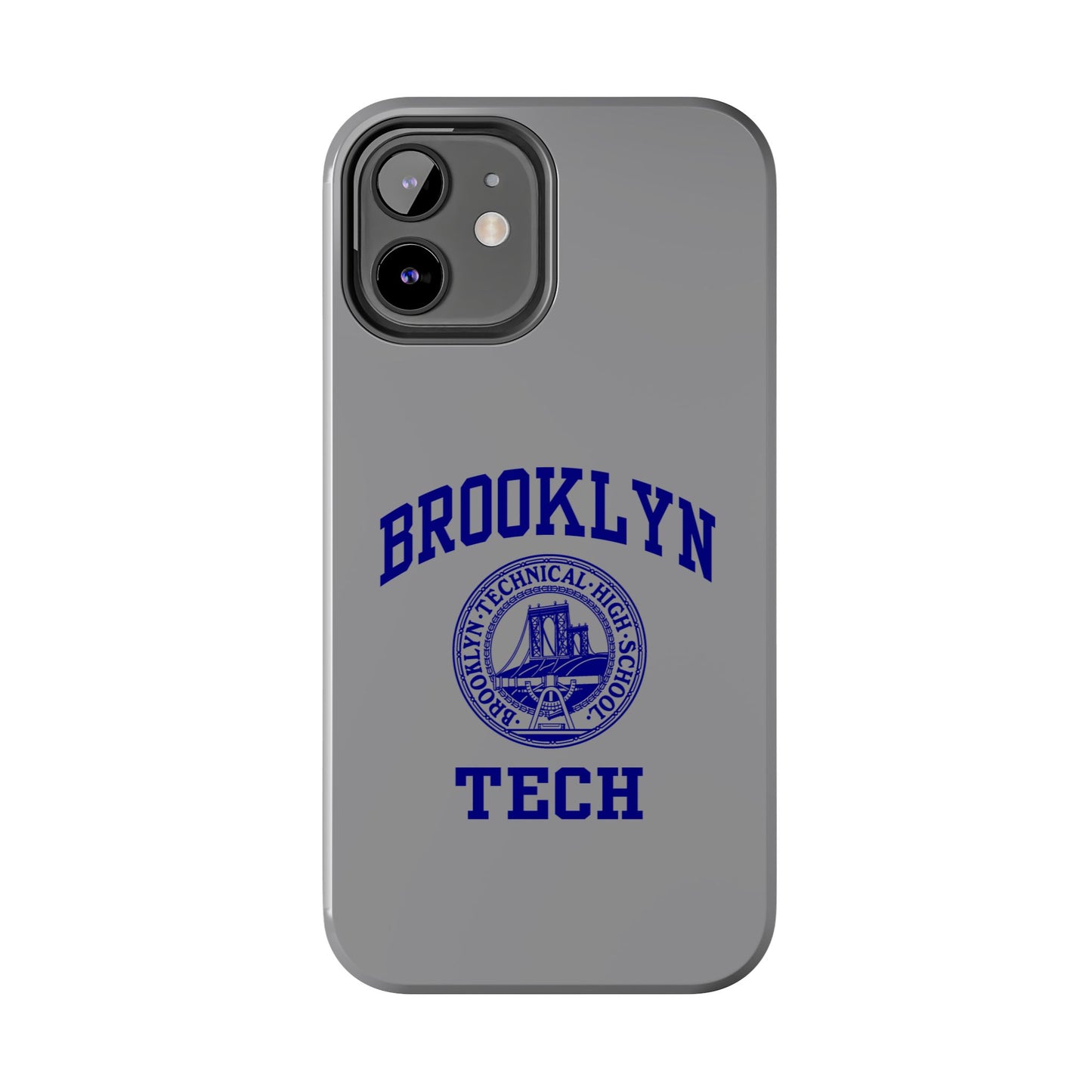 Brooklyn Tech Classic Logo - Tough Phone Case - Grey with Navy-Blue graphics