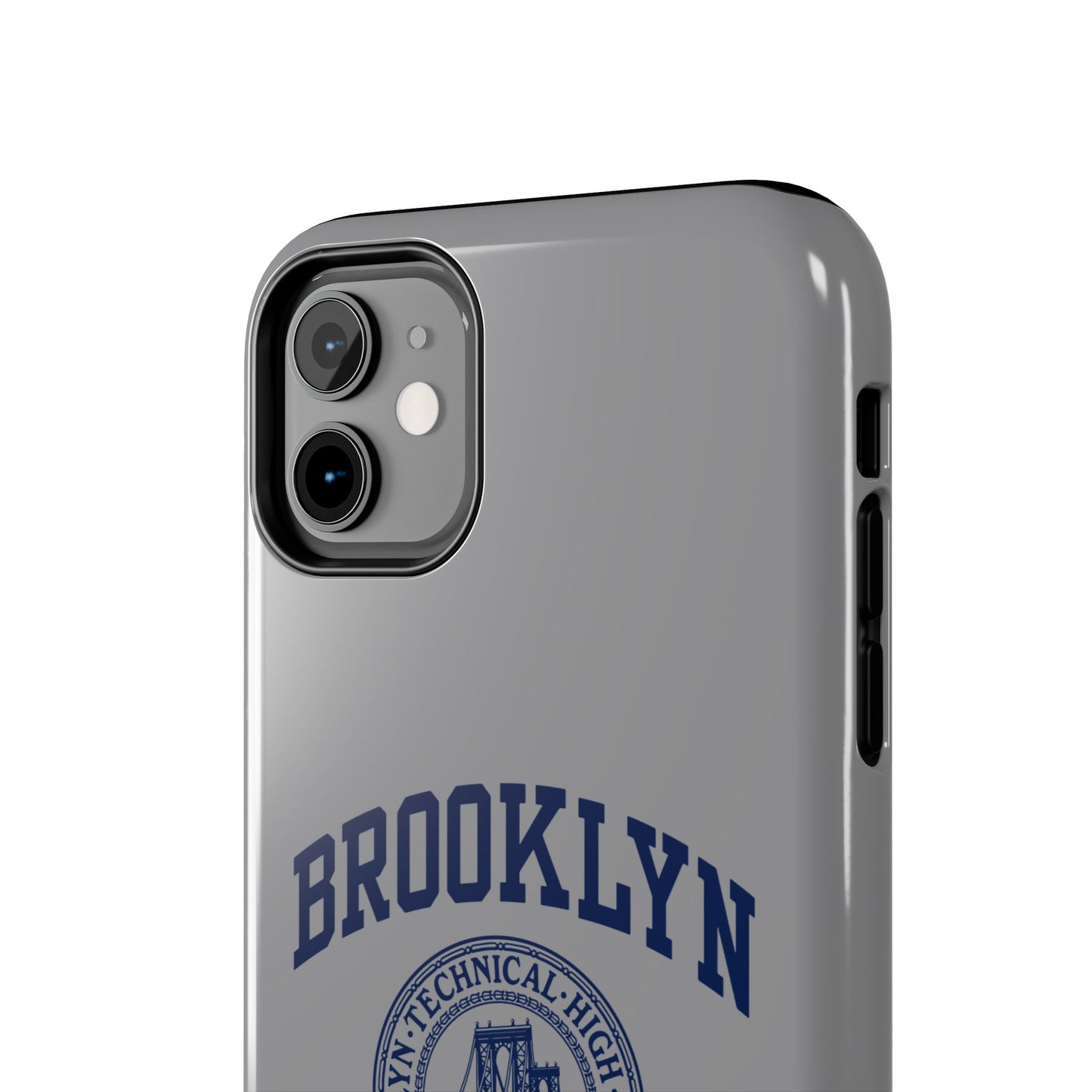 Classic Logo with Brooklyn Tech - Tough Phone Case - Grey with Navy-Blue graphics