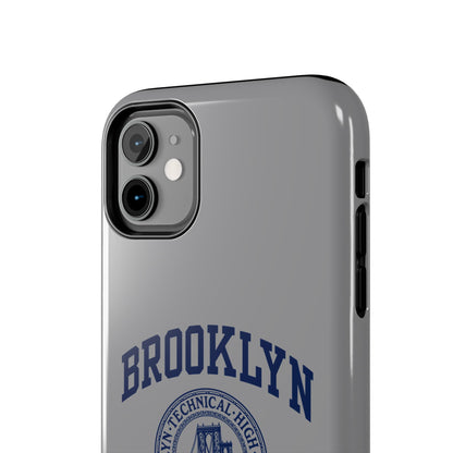 Classic Logo with Brooklyn Tech - Tough Phone Case - Grey with Navy-Blue graphics