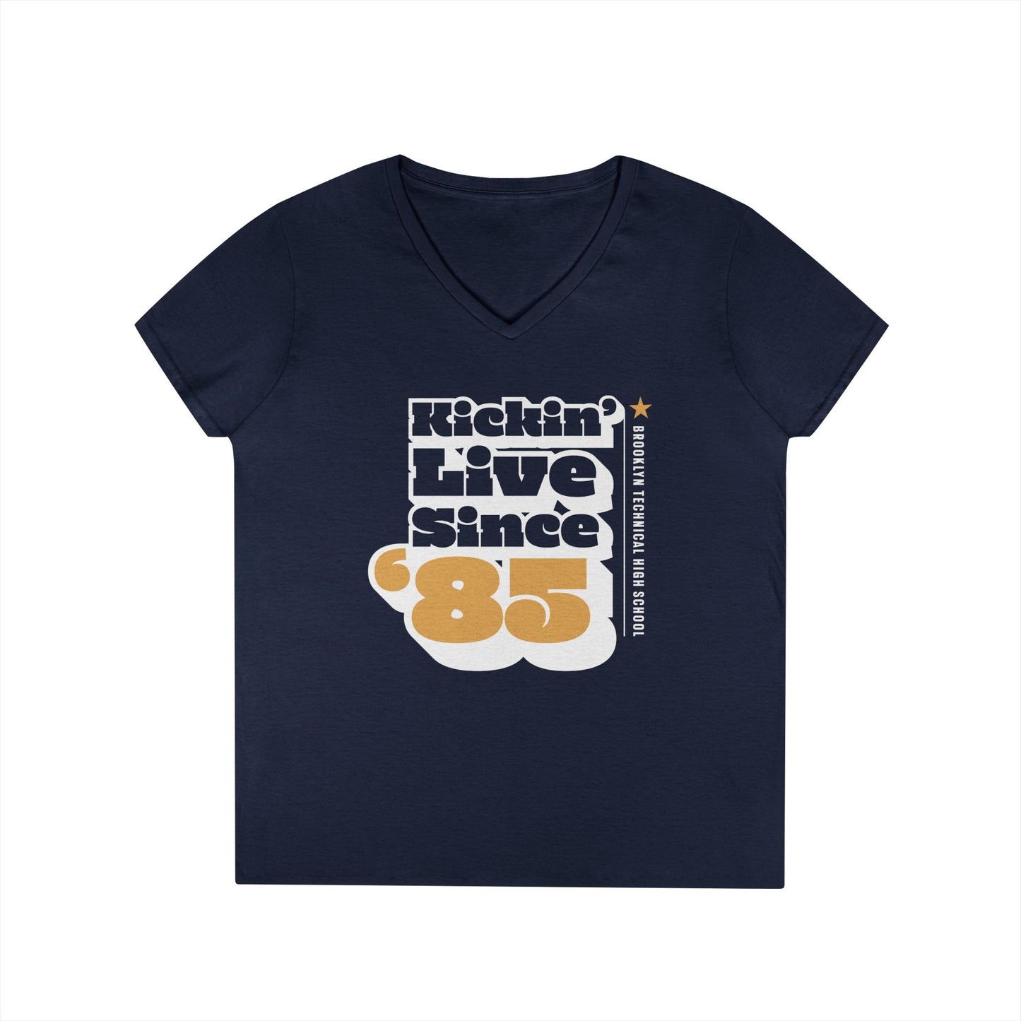 Class of 1985 Commemorative Ladies' V-Neck T-Shirt - Kickin' Live Since '85