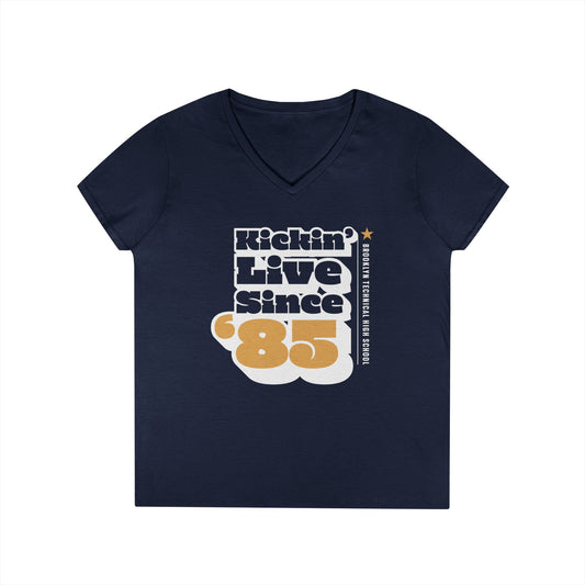 Class of 1985 Commemorative Ladies' V-Neck T-Shirt - Kickin' Live Since '85