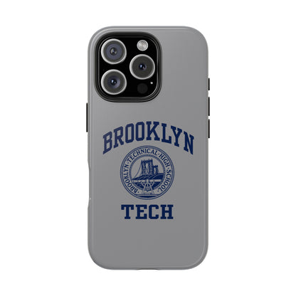 Classic Logo with Brooklyn Tech - Tough Phone Case - Grey with Navy-Blue graphics
