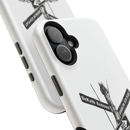Dekalb Ave & Brooklyn Tech Pl (black graphic) - Impact-Resistant Phone Cases - White